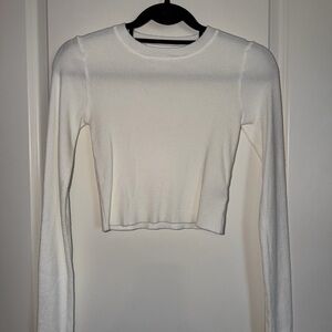 White Long Sleeve Crop Top
